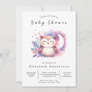 Invitation Baby shower de hibou en ligne Watercolor