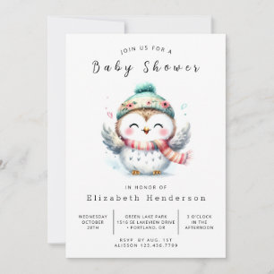 Invitation Baby shower de hibou numérique Pastel