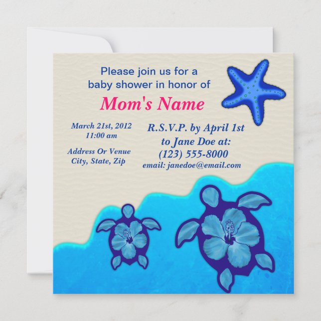 Invitation Baby shower de Honu de garçon (Devant)