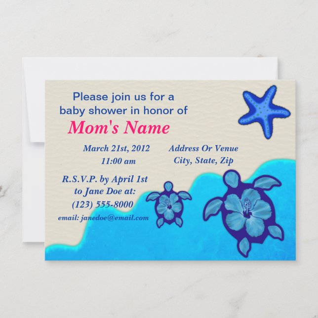 Invitation Baby shower de Honu de garçon (Devant)