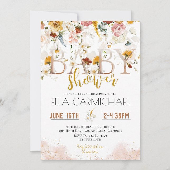 Invitation Baby shower de jardin (Devant)