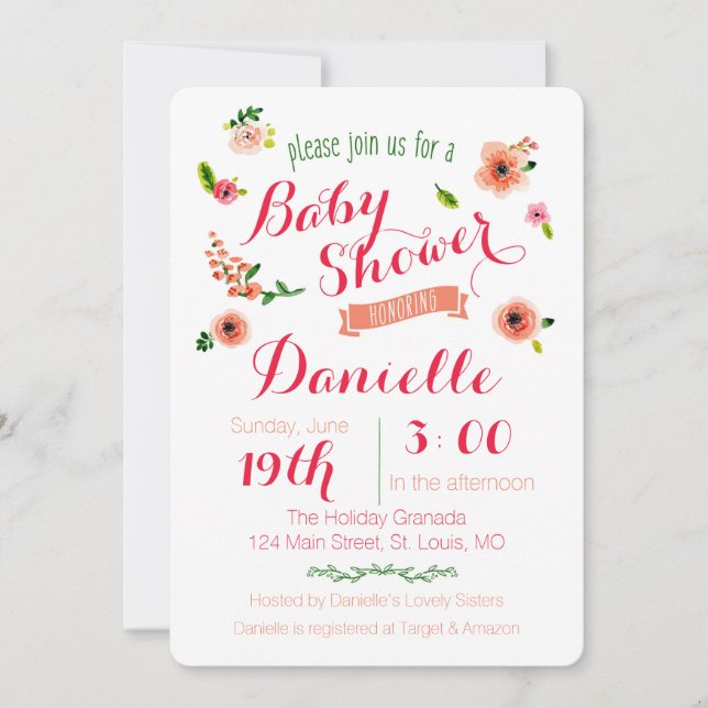 Invitation Baby shower de jardin (Devant)