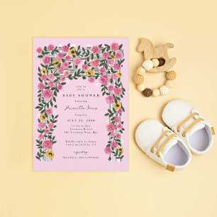 Invitation Baby shower de jardin de printemps Trellis rose
