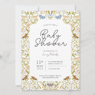 Invitation Baby shower de jardin enchanté de papillon lunaire