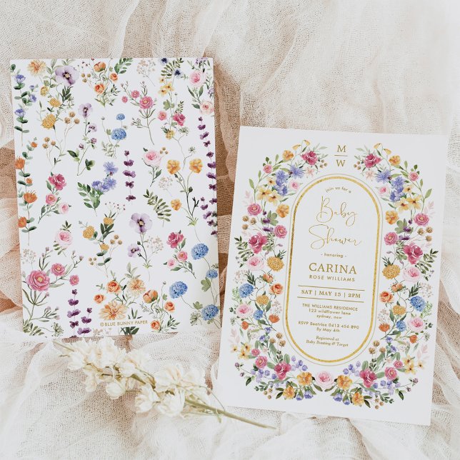 Invitation Baby shower de jardin Fleur sauvage de printemps c (Créateur téléchargé)