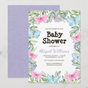 Invitation Baby shower de jardin papillon