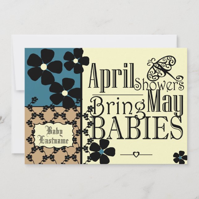 Invitation Baby shower de jardin vintage (Devant)