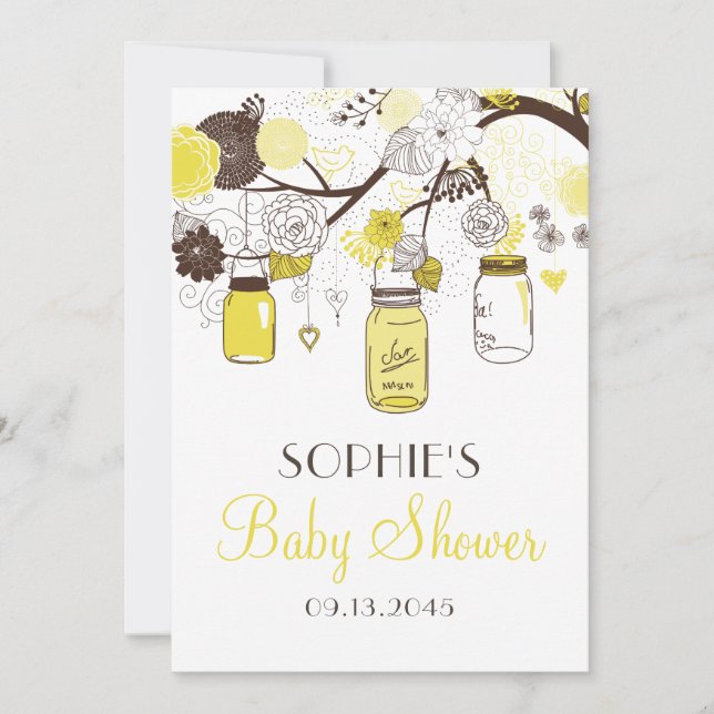Invitation Baby shower de jarres de Mason Whimsica (Devant)