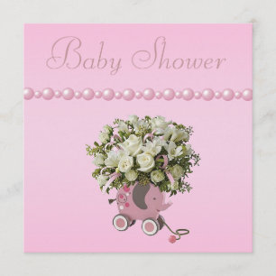 Invitation Baby shower de jouet, de fleurs et de perles