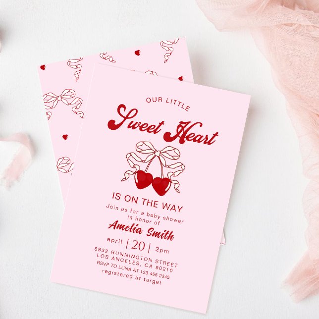 Invitation baby shower de jour rétro Little Sweetheart Valent (Créateur téléchargé)