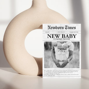 Invitation Baby shower de journal noir et blanc