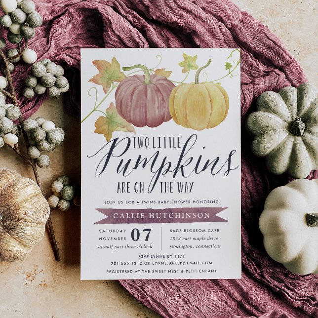 Invitation Baby shower de jumeaux du citrouille d'automne | (Créateur téléchargé)