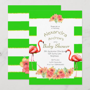 Invitation Baby shower de la bande verte tropicale non sexist