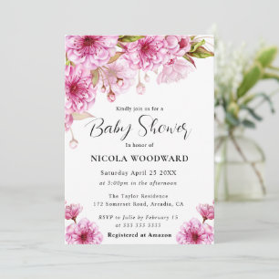 Invitation Baby shower de la branche de fleurs de cerisier d'