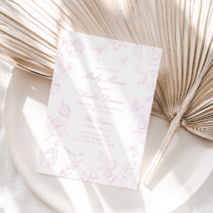 Invitation Baby shower de la Chinoiserie Rose douce