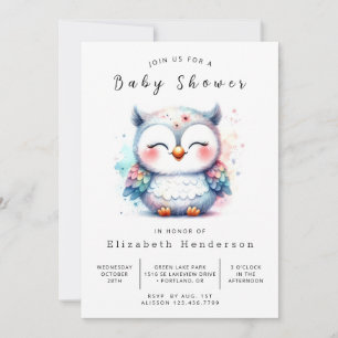 Invitation Baby shower de la chouette de la forêt