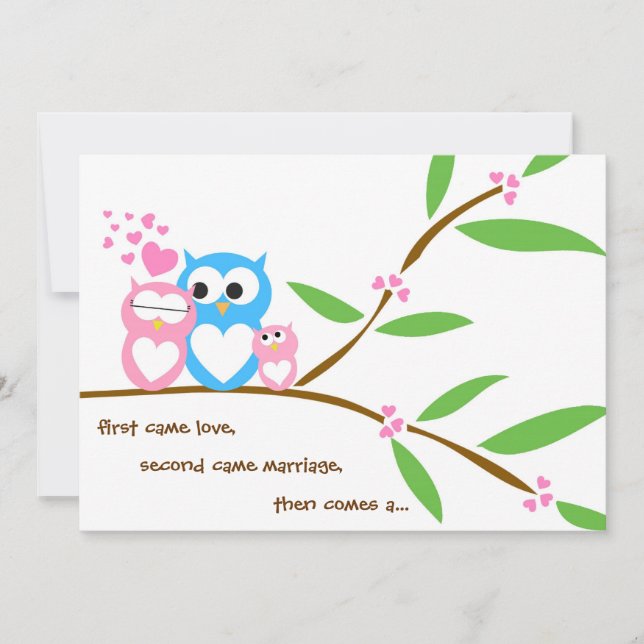 Invitation Baby shower de la chouette de la petite (Devant)