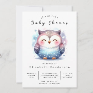 Invitation Baby shower de la Chouette éditable Woods
