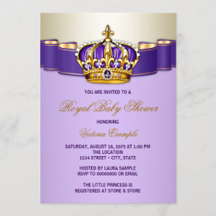 Invitation Baby shower de la couronne de l'or pourpre