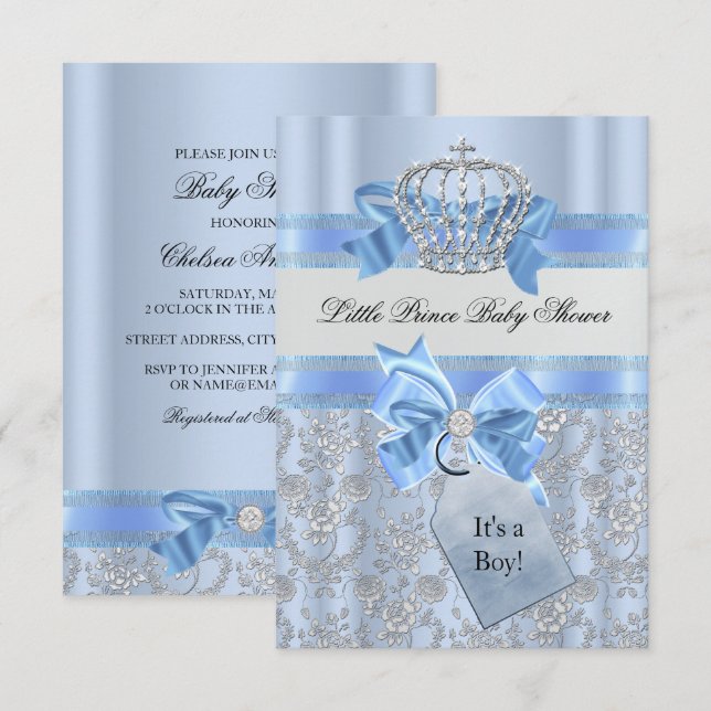 Invitation Baby shower de la Couronne du Petit Pri (Devant / Derrière)