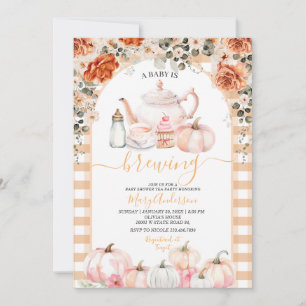 Invitation Baby shower de la fête du thé à la florale rose au