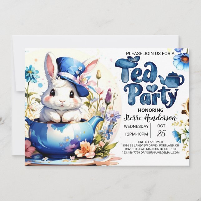 Invitation Baby shower de la fête du thé Bunny Bliss (Devant)