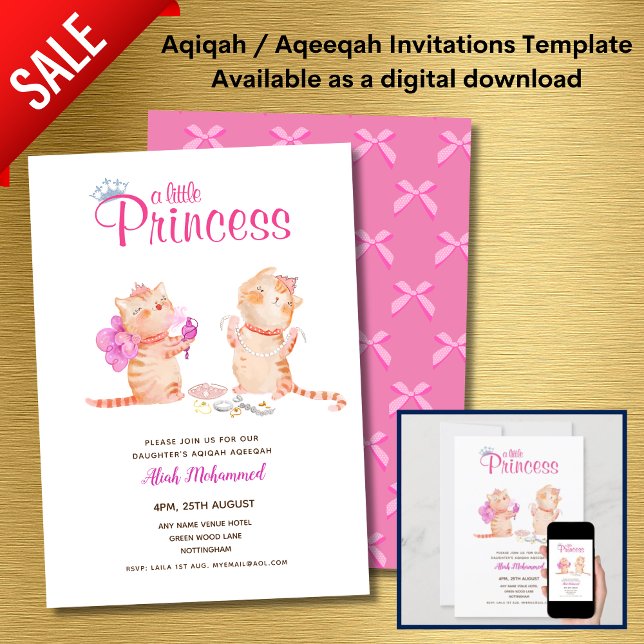 Invitation Baby shower de la fille AQIQAH Anniversaire Prince (Créateur téléchargé)