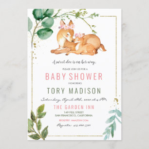 Invitation Baby shower de la fille cerf