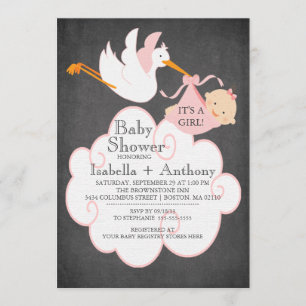 Invitation Baby shower de la FILLE de tableau de b