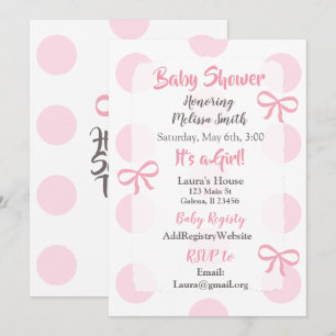 Invitation Baby shower de la fille Jumbo Pink Polk