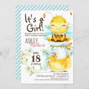 Invitation Baby shower de la fille Miel