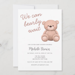 Invitation Baby shower de la fille ours en peluche