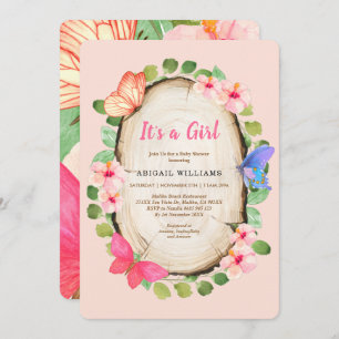 Invitation Baby shower de la fille papillon du boi