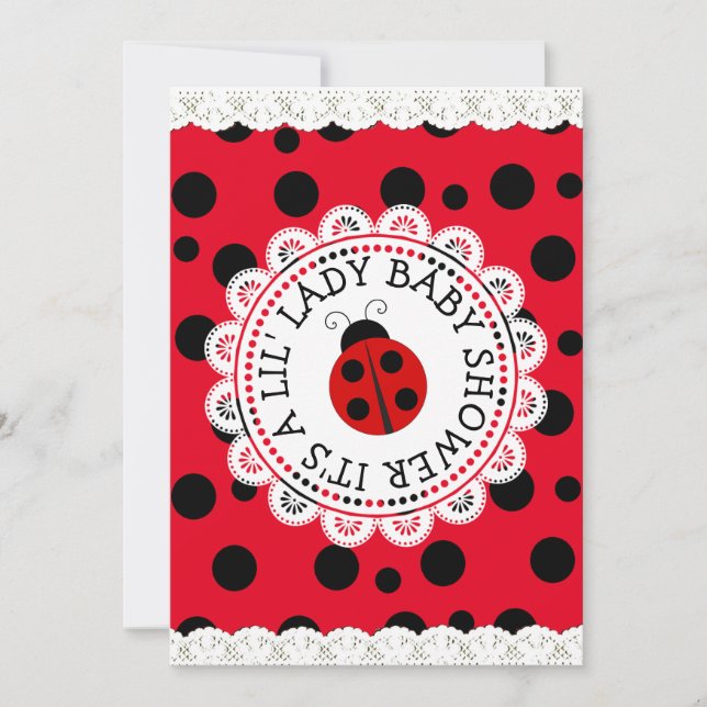 Invitation Baby shower de la fille Red Ladybug (Devant)