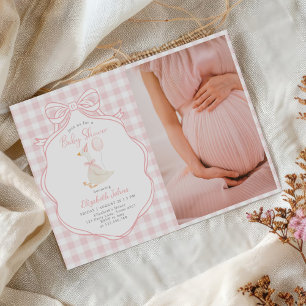 Invitation Baby shower de la fille sotte rose oie