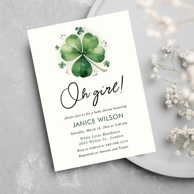 Invitation Baby shower de la Fille St. Patricks (Créateur téléchargé)