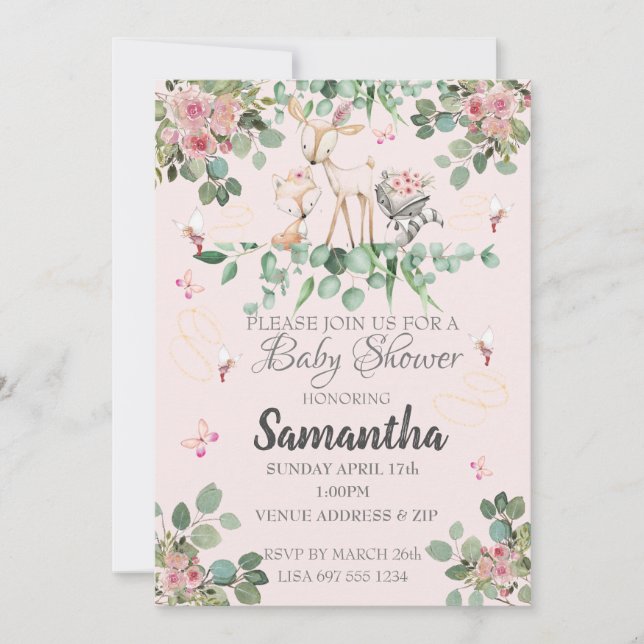 Invitation Baby shower de la forêt (Devant)