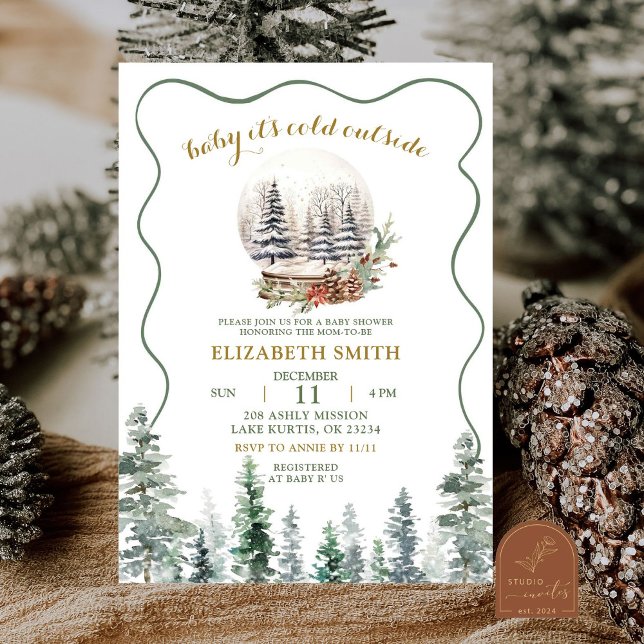 Invitation Baby shower de la forêt de neige d'hiver (Créateur téléchargé)