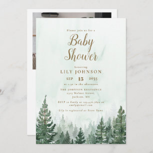 Invitation Baby shower de la forêt de pins tout en un Photo C