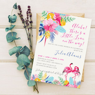 Invitation Baby shower de la forêt sauvage tropicale rose ble