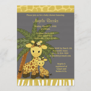 Invitation Baby shower de la Girafe Jaune de maman