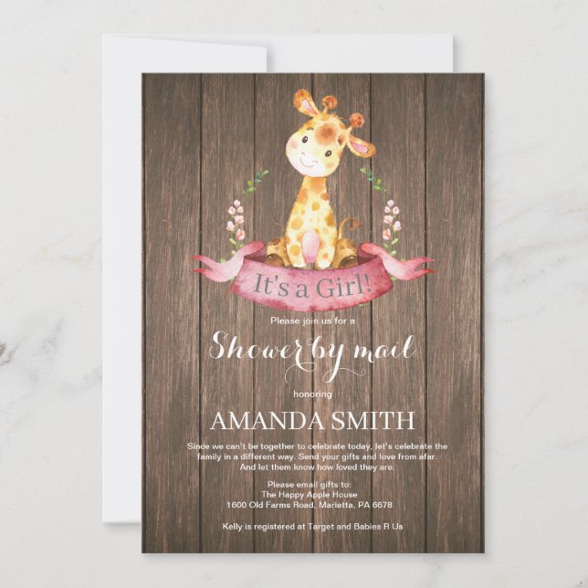 Invitation Baby shower de la Girafe russe par courrier électr (Devant)