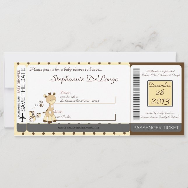 Invitation Baby shower de la Giraffe Doodle Snicke (Devant)