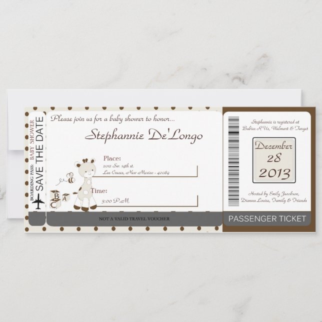 Invitation Baby shower de la Giraffe Doodle Snicke (Devant)