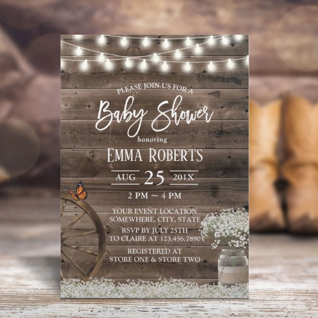 Invitation Baby shower de la grange florale de bébé rustique (Créateur téléchargé)