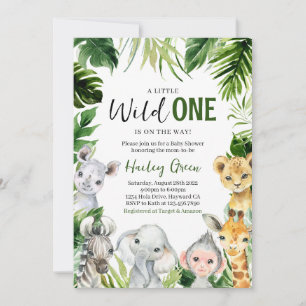 Invitation Baby shower de la Jungle Safari verdoyante