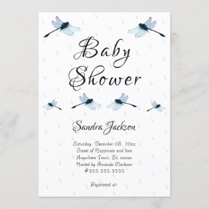 Invitation Baby shower de la libellule bleue