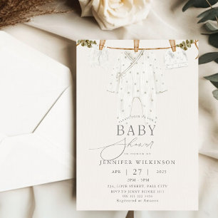 Invitation Baby shower de la ligne de vêtements Boho neutres 