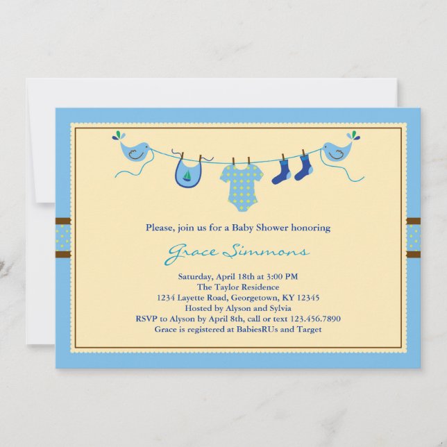 Invitation Baby shower de la ligne de vêtements La (Devant)
