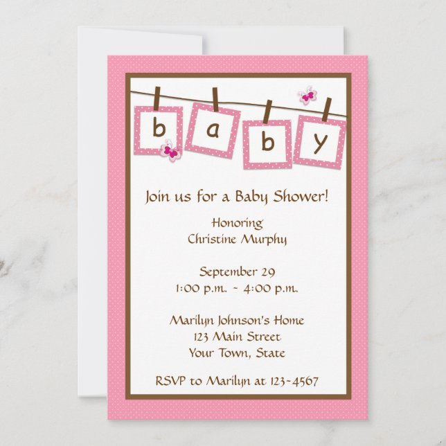 Invitation Baby shower de la ligne de vêtements po (Devant)